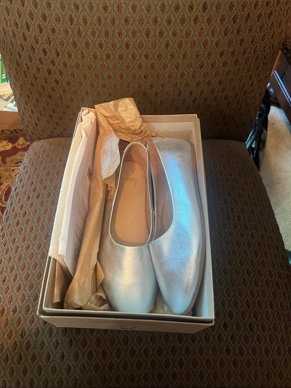 beek Metallic Silver Ballet Flats b101